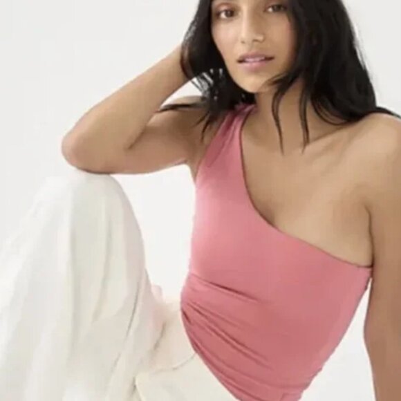 J. Crew Tops - J.crew Form Knit One-Shoulder Tank Top (NWT) - Color-->Dark Flamingo